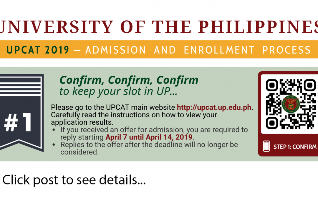 Confirm your UP admission offer online by 14 April 2019