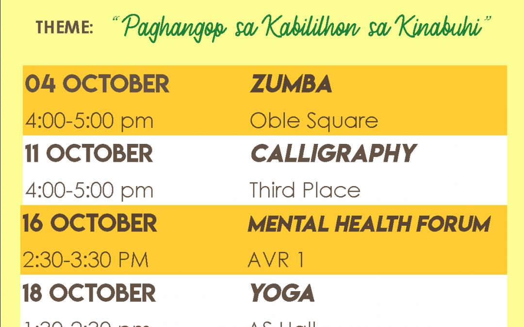 Join UP Cebu in October as we celebrate Wellness Month!