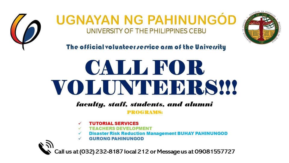 Ugnayan ng Pahinungod is Looking for Volunteers