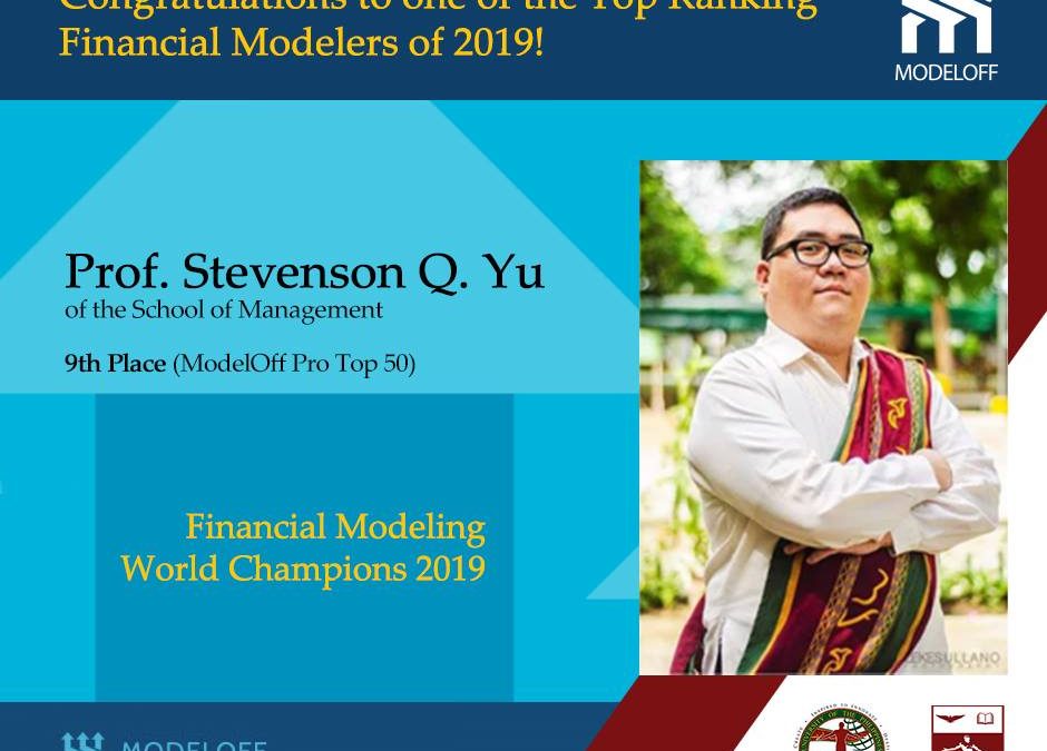 Prof. Stevenson Yu Places 9th in ModelOff World Competition
