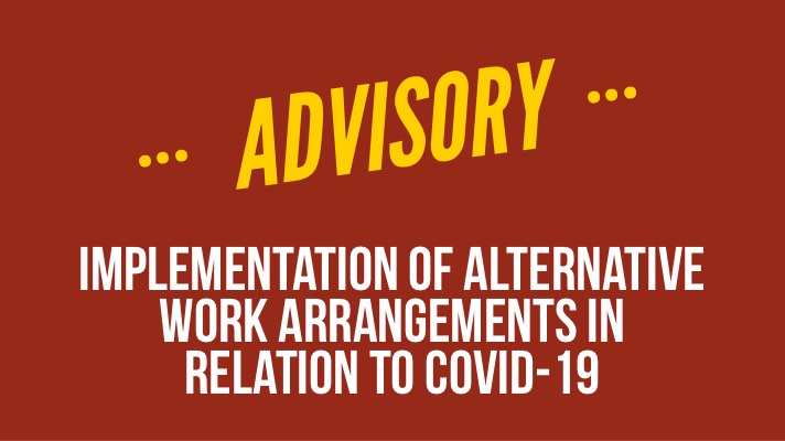 Implementation of Alternative Work Arrangements in relation to COVID-19