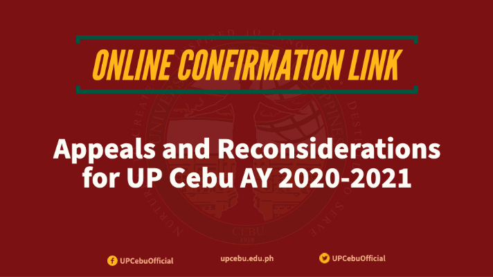 Online Confirmation for Appeal to UP Cebu (2020)