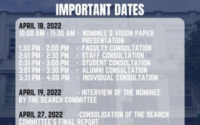 REVISED: SEARCH for the Next Dean of the UP Cebu School of Management Schedule of Activities