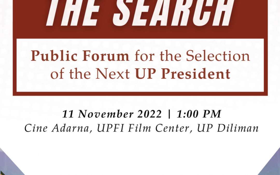 Online pre-registration for the Public Forum for the Selection of the Next UP President is now open
