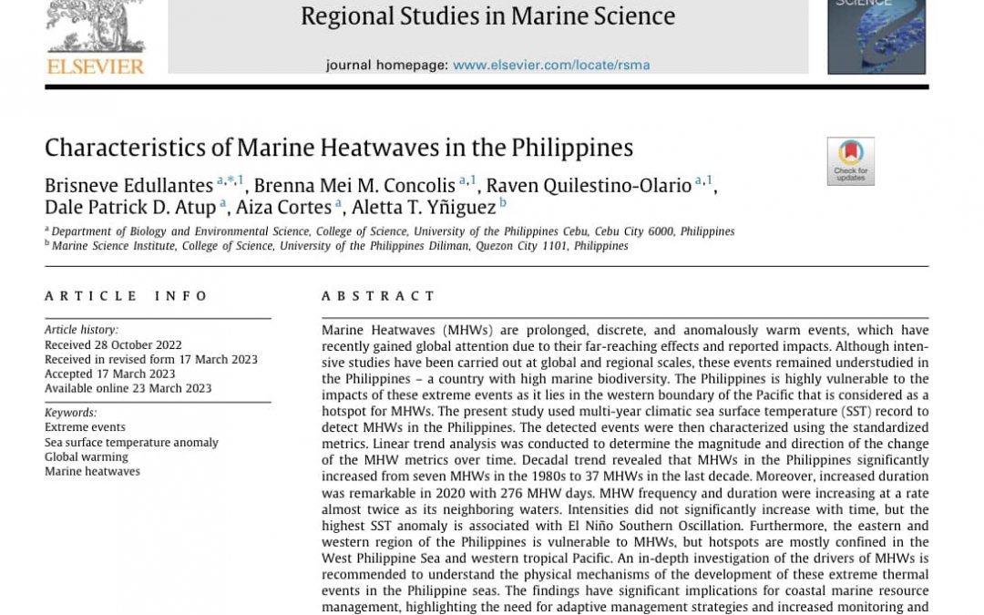 UP Cebu Project SHIPS leads PH marine heatwave detection